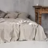 Lakan sätter rent tvättat linne Solid Färgplåt Set Flat Bed Cases Bedsheet Cover BedClothes Coverlet (NO FILLER / QUILT COVER)