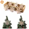 12PCS / Box Multi Flocons de neige de Noël Pendentifs en bois Ornements Décorations de Noël DIY Arbre de Noël Ornements suspendus Cadeaux Y201020