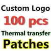 Custom Logo 100pcs Thermal Sewing Patch Clothing Decor Quality Brand Embroidered Patches Heat Transfer Vinyl Paper Stickers