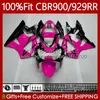 OEM Fairings för Honda CBR900 CBR929 RR 900CC rosa svart 929cc 2000 2001 kropp 68no.88 CBR 929RR 900RR 900 929 RR CC CBR929RR 00 01 CBR900RR 00-01 Injektionskropp