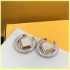 Boucles d'oreilles Créoles Designer Diamond Hoop Boucles d'oreilles Goujons Lettre Boucle d'oreille pour femmes Engagements pour mariée Luxe F Boucle d'oreille Bijoux Brands1992210