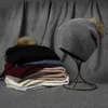 VISROVER 10 couleurs unisexe automne hiver solide lapin cachemire bonnets avec pompon homme femme chaud laine Skullies 211119