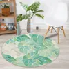 Carpets Nordic Style Green Leaf Rug Round For Girls Room Soft Plush Children's Bedside Mat Chair Washable Cute Decoration