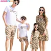Family fitted summer couple beach dress cotton short-sleeved printing t shirt suit mother daughter dresses family matching 210713