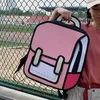 Creative Women 2D Drawing Backpack Cartoon School Bag Comic Bookbag for Teenager Girls Daypack Travel Rucksack X0529