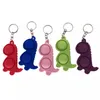 Enkel Dimple Fidget Leksaker Små Keychain Key Ring Mini Tryck Reliever Silikon Figet Anti-Stress Rolig Sensory Toy Dinasour Unicorn Animal Pop It Push Bubble Gift