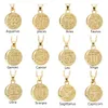 Gold Chain Hammered Metal Emboss 12 Zodiac Horoscope Astrology Pendant Necklace Retro Fashion Neck Jewelry Minimalist Round Charm Accessorie