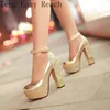 Dress Shoes Women's Fashion Gold Silver Sequined High Heels Sexy Platform Ankle Strap Quality Pumps Party Spring Autumn Women 43