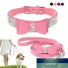 Kołnierz pies Rhinestone Soft Suede Bow na Doggie Puppy Cat Małe Pet1