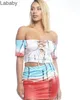 Kvinnor TRACKSUITS TWO PIECES SET DESIGNER 2021 NEW FASHION PRINTED TIE DYE OFF SOUSE SEXY Slim Short Sleeve Skirt Set