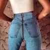 Yiciya sexy rug rits lange jeans vrouwen klassieke hoge taille skinny potlood lichtblauw denim broek elastische stretch vrouw 210708