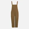 Women Summer Cotton Linen Playsuit Fashion Sleeveless Wide Leg Dungarees Solid Long Rompers Casual Comfortable Casual Jumpsuit 210709