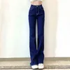 Weekeep Donna Streetwear Boot Cut Flare Jeans Vita alta Solid Slim Fit Denim Pantaloni Estate Casual Pantaloni blu Coreano Y2k Harajuku Y220311