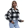 Vestes pour femmes femmes automne et hiver euraméricain grille lâche épaisse peluche manteau court femme femmes Jean veste