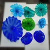 Mediterranean Sea Blue Wall Lamps Hand Blown Glass Flower Nordic Murano Hanging Plates for Art Decoration Diameter 15 to 45 CM
