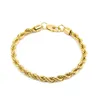 Link Chain Hip Hop Men Gold Color Twisted Rope Twist Armband Out Cuban Braclete för Trum22