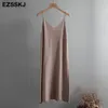 Oversize Frühling Sommer Frau Gestrickte Tank Kleid Casual Lange Leibchen Weste Kleid Frauen Lose Kaschmir Maix A-Linie Kleid 210309