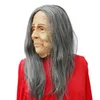 Spaventose donne anziane maschera cosplay in lattice con capelli in maschera nonna maschere di Halloween per adulti taglia unica