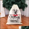 Decorações Festivas Suprimentos Home Gardenchristmas Santa Sacos 5 squeles Algodão de Canvas Grande Orgânica Pesada DSTRing Sacos Personalizado Fe