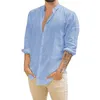 Chemises pour hommes été printemps décontracté à manches longues mode plage solide Social lin mâle Outwear lâche hommes vêtements LM408 210721