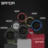 Militar Sport Relógio Mens Clock Moda Marca Sanda Digital WristWatch à prova de choque contagem regressiva relógios impermeável hora pulseira 210804