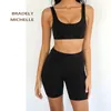 BRADELY MICHELLE Sexy Femmes Summer Crop Tops Sans Manches Court Coton U Col Tricoté Bar 210308