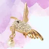 Pins, Brooches Hummingbird Animal Rhinestones Brooch Pin Breastpin Jewelry Accessories Gift For Girls (Gold)