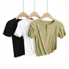 Women's T-Shirt Fashion Casual Striped Simple Irregular Crop Top Short Sleeve O Neck Pullover Tank Shirt 2022 Summer Slim Basic Tees