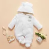 Przylot zima baby solidne polar królika z kapturem kombinezon unisex słodkie kombinezony ubrania 210528