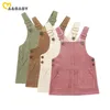 MABABY 0-3Y Vintage pasgeboren baby peuter baby meisje corduroy jurk herfst lente mouwloze overalls voor meisjes kleding 210317