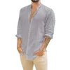 Camisas de hombre Verano Primavera Casual Manga larga Moda Camisa de playa Camisa social sólida Lino Hombre Outwear Ropa de hombre suelta LM408 210708