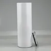 DIY 20 أوقية تسامي مستقيم نحيل Tumbler Steel Stainless Cup Blank White Clikny Cup with Lid Straw Cylinder Bottle Coffee MU7713085