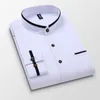 Mannen Shirt Lange Mouwen Stand Oxford Business Dress Casual Shirts Slim Fit Merk Weding Shirt Wit Blauw Man Shirt 5XL DS414 210629