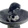 Kreativ fågelbad prydnad personlig kråka Skull harts hantverk för hem trädgård gård Halloween dekoration Q0811