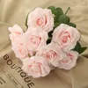 Rose Flower Bouquet Artificial White Red Flowers Wedding Decoration 10 Heads Silk Flowers Fake Roses Flores Home Decor Bunch