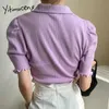Yitimuceng Skinny T Shirts Femme D'été Harajuku Mode Tops Violet Clair Blanc Vert Noir Tees Arbre Comestible Champignon Chemises 210601