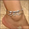 Anklets Jewelry2p/레트로 패션 웨이브 스프레이 합금 쉘 껍질 발자국 aessories ladies beach sexy drop delivery 2021 yl7iq