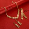 Halsband örhängen set etiopisk guldfjäril hjärthängen halsband armband bowknot dingle för kvinnor 3 st brud bröllop