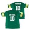 Nikivip Custom Allen Iverson # 10 Bethel High School Football Jersey Зеленый сшитый Белый Зеленый Любое имя Номер Размер 2XS-3XL