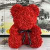 Drop 25cm40cm Teddy Rose Bear fleur artificielle de décoration de Noël pour la maison Valentines femmes Cadeaux Y201020