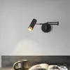Kinkiety nowoczesne nordyckie wysuwane światło do czytania przy łóżku włącznik/wyłącznik czarny biały długi uchwyt na ramię lampa salon badanie