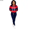 Tweedelige jurk Dames Dames Winter Set Trainingspak Volledige Mouw Hoodied Sweatshirt Zakken Broek Pak Outfits Sweatsuit D8313