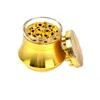 63mm /2.48 "Golden Metal Herb Grinder Rökning Guld Kryddor Tobaksslipare Trumma Form 4-delad aluminiumlegering Hand Muller Transparent fönsterdesign