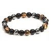 Gemstone Bead Stretch Stretch Bransoletki 8mm 10mm Okrągłe Koraliki Tiger Eye Oka Okax Bransoletka Dla Męskie Kobiety Moda Biżuteria Hurtownie