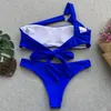 Kvinnors badkläder Bandage Brasiliansk Thong Bikini Set Push Up Bikinis Women Ring Cut Out Swimsuit Biquini Beach Wear Bathing Suits