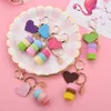 100pcs Resin Macaron Cake Keychain Metal Eiffel Tower Bag Charm Keyring Wedding Supplies Keychain Favors