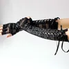 Cinco dedos luvas sexy laço longo cotovelo steampunk sem dedos para festa luvas clubwear cosplay goth acessórios327a