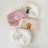 Ladies Plush Cosmetic Bag Cute Bear Portable Cases Toiletries Storage Bag Girl Large Capacity Embroidered Bags