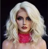 Горячая блондинка короткие вьющиеся синтетические парики для волос для черных женщин 613 # кружевные фронтские парики BOB парик 12 дюймов свободная волна боковая часть FZP205