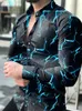 autumn men printed Shirt Fashion Casual long Sleeves shirts Plus size Blouses